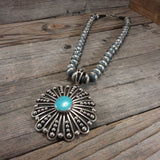 Jonathan Nez Turquoise Flower Pendant