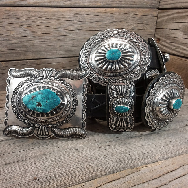 Turquoise Concho Belt by Terry Charlie