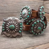 Green Turquoise Concho Belt by Daniel Martinez