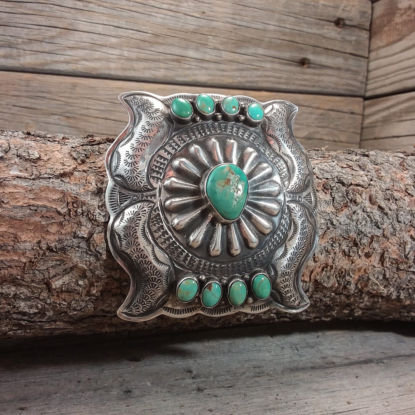 Green Turquoise Concho Belt by Daniel Martinez