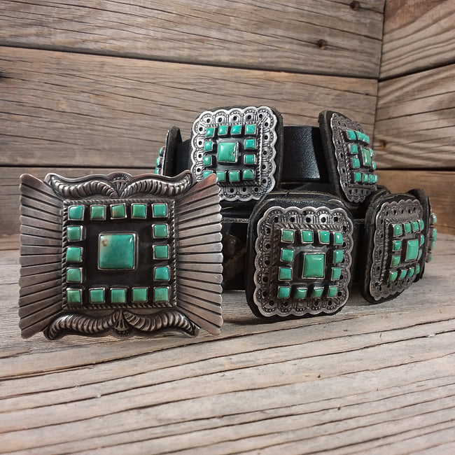 Green Turquoise Concho Belt by Geraldine Yazzie