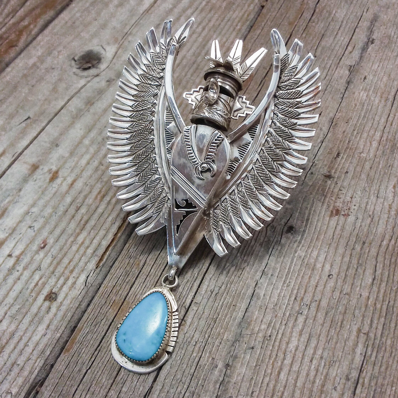 Silver Eagle Dancer Pendant/Pin By Nelson Morgan