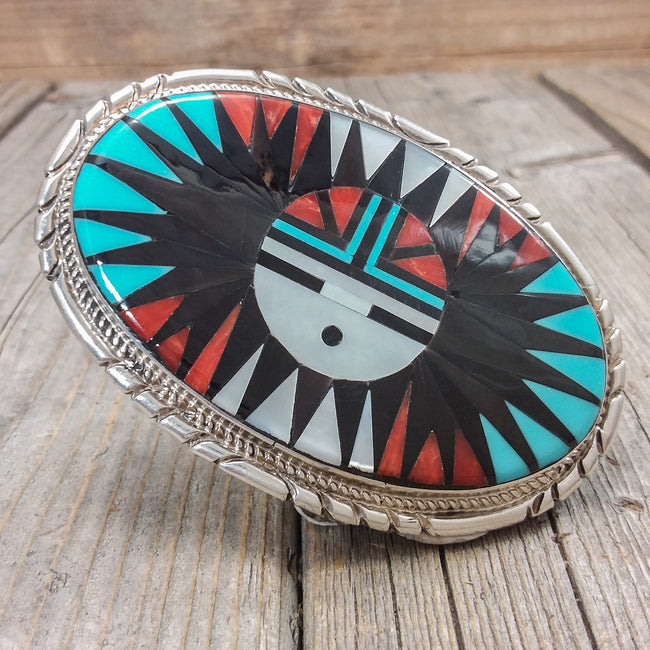 Zuni Inlay Belt Bucke By Larry Leslie