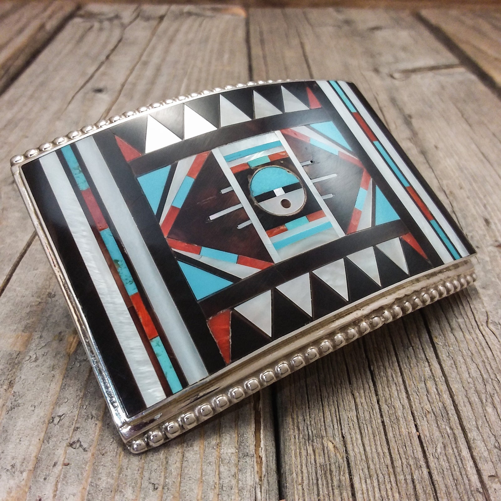 Zuni Inlay Belt Buckle By R&L Vacit