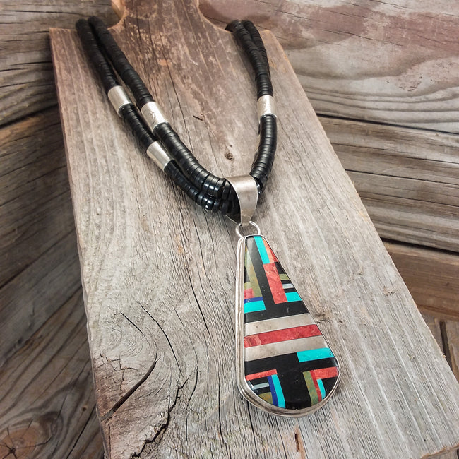 Multi Stone Inlay Necklace By Daniel Coriz