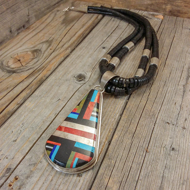 Multi Stone Inlay Necklace By Daniel Coriz