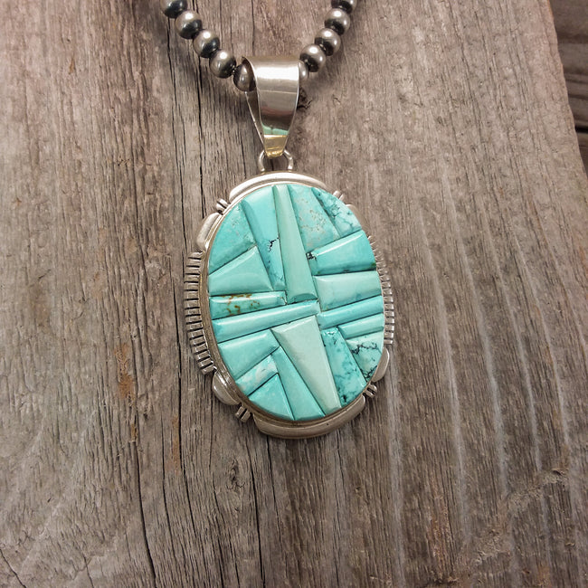 Turquoise Inlay Pendant By Thomas Francisco