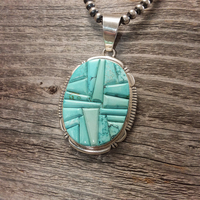 Turquoise Inlay Pendant By Thomas Francisco