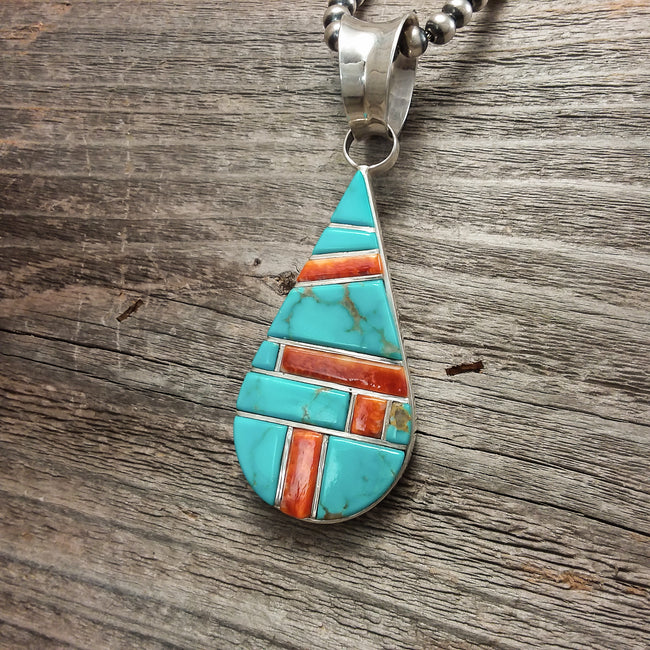 Turquoise/Spiney Oyster Pendant By Ervin Tsosie