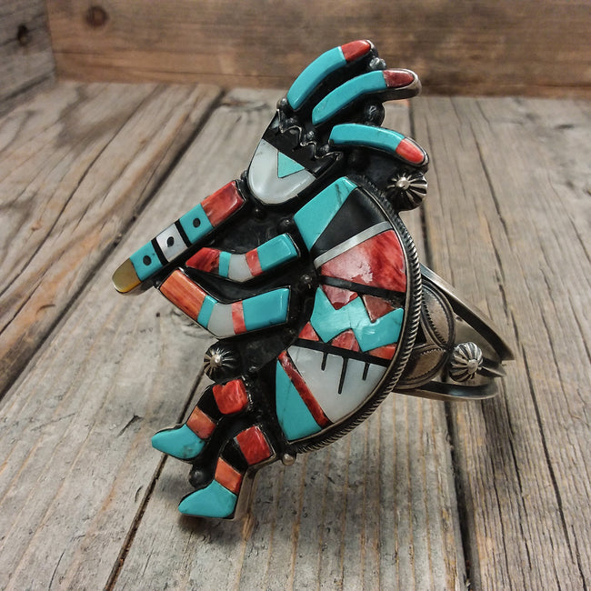 Kokopelli Multi-Stone Inlay Bracelet by Harry Morgan