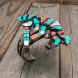 Kokopelli Multi-Stone Inlay Bracelet by Harry Morgan