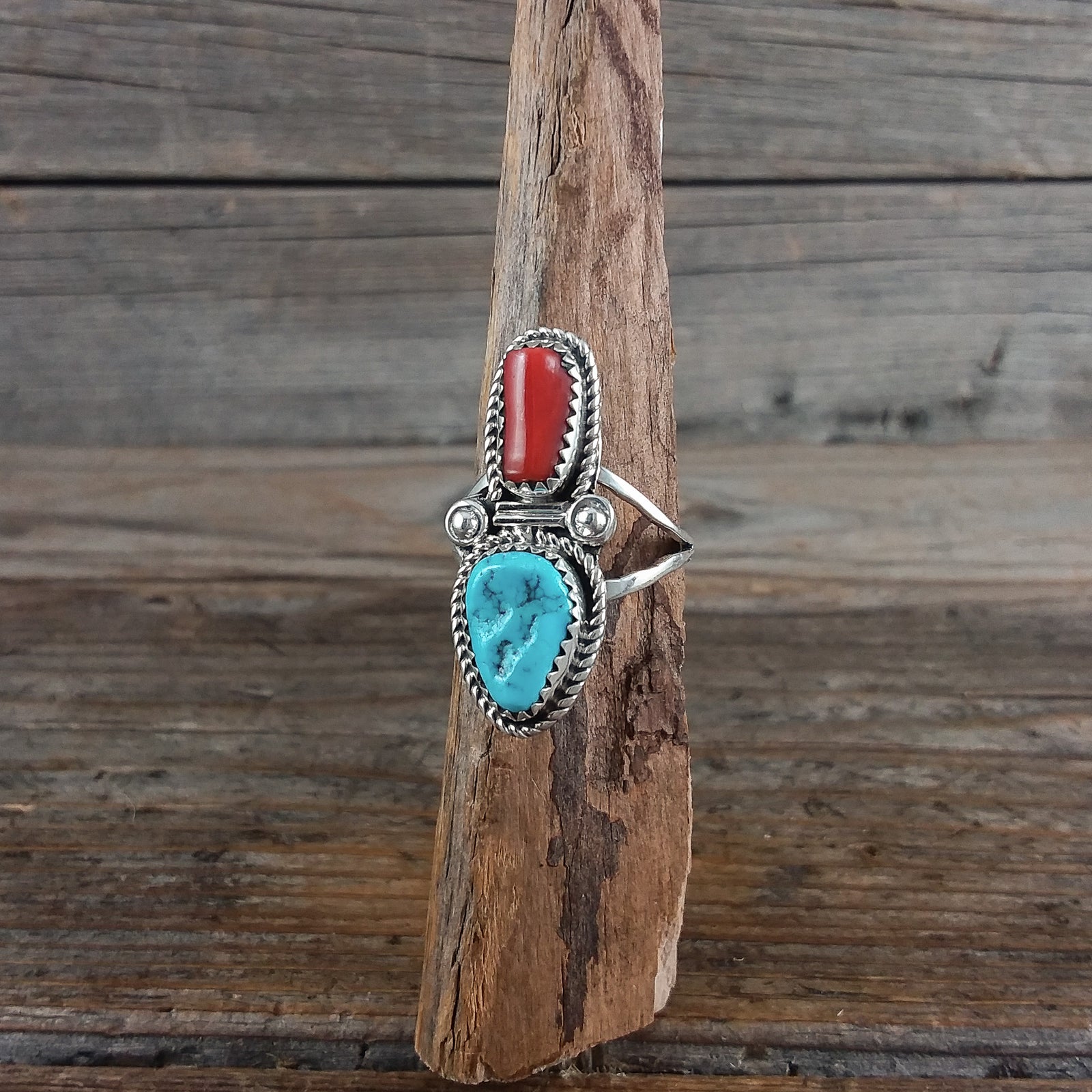 Margie Chee Turquoise/Coral Ring