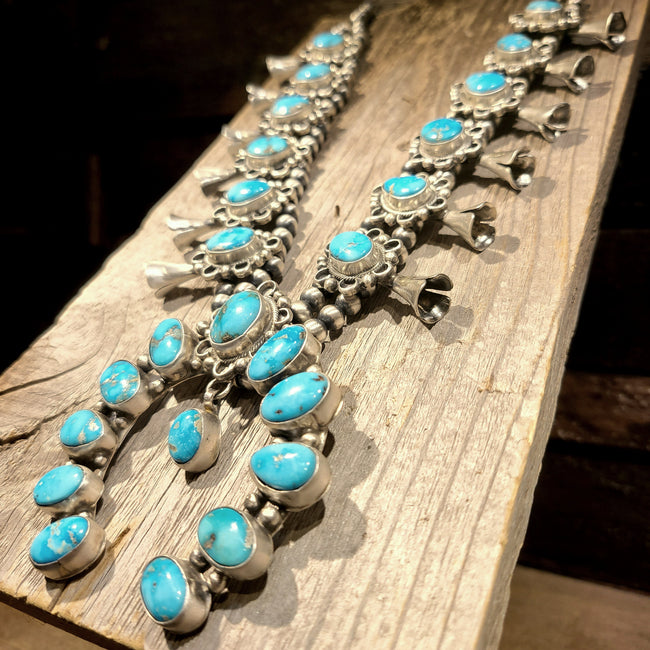 Squash Blossom | Blue Bird Turquoise | Artist Ella Peters | Native American Indian