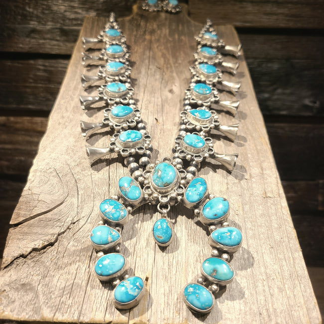 Squash Blossom | Blue Bird Turquoise | Artist Ella Peters | Native American Indian