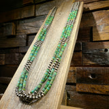 Green Turquoise & Sterling Bead Necklace