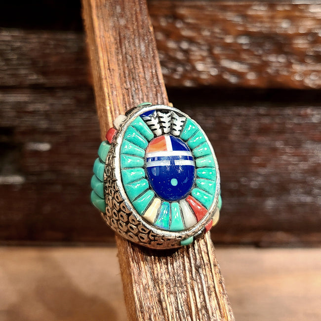 Raised Corn Row Inlay Sunface Ring