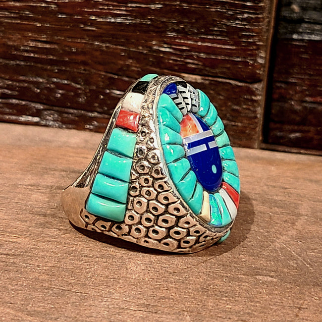 Raised Corn Row Inlay Sunface Ring