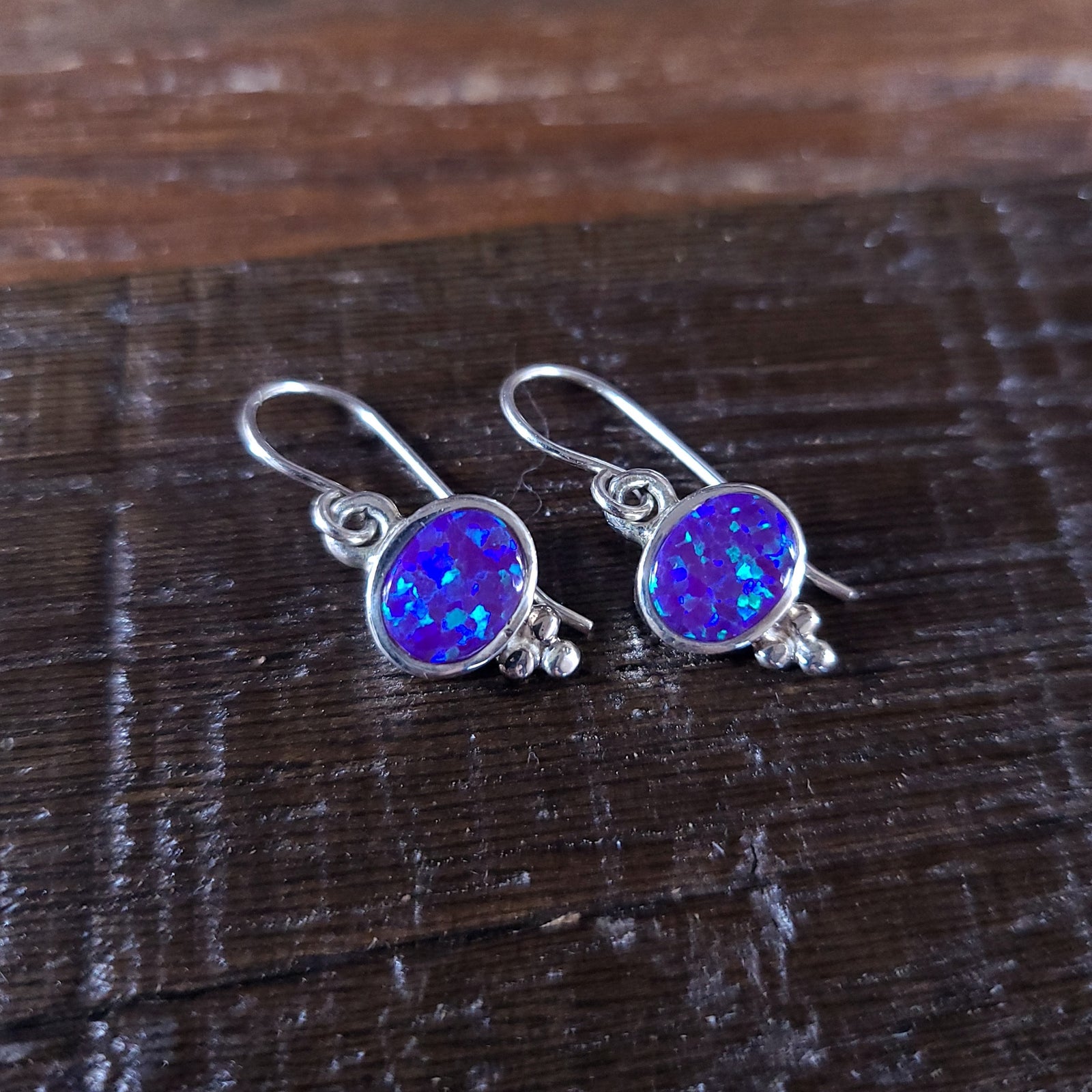 Purple Opal | Sterling Silver - Navajo | Native American Indian - Earrings