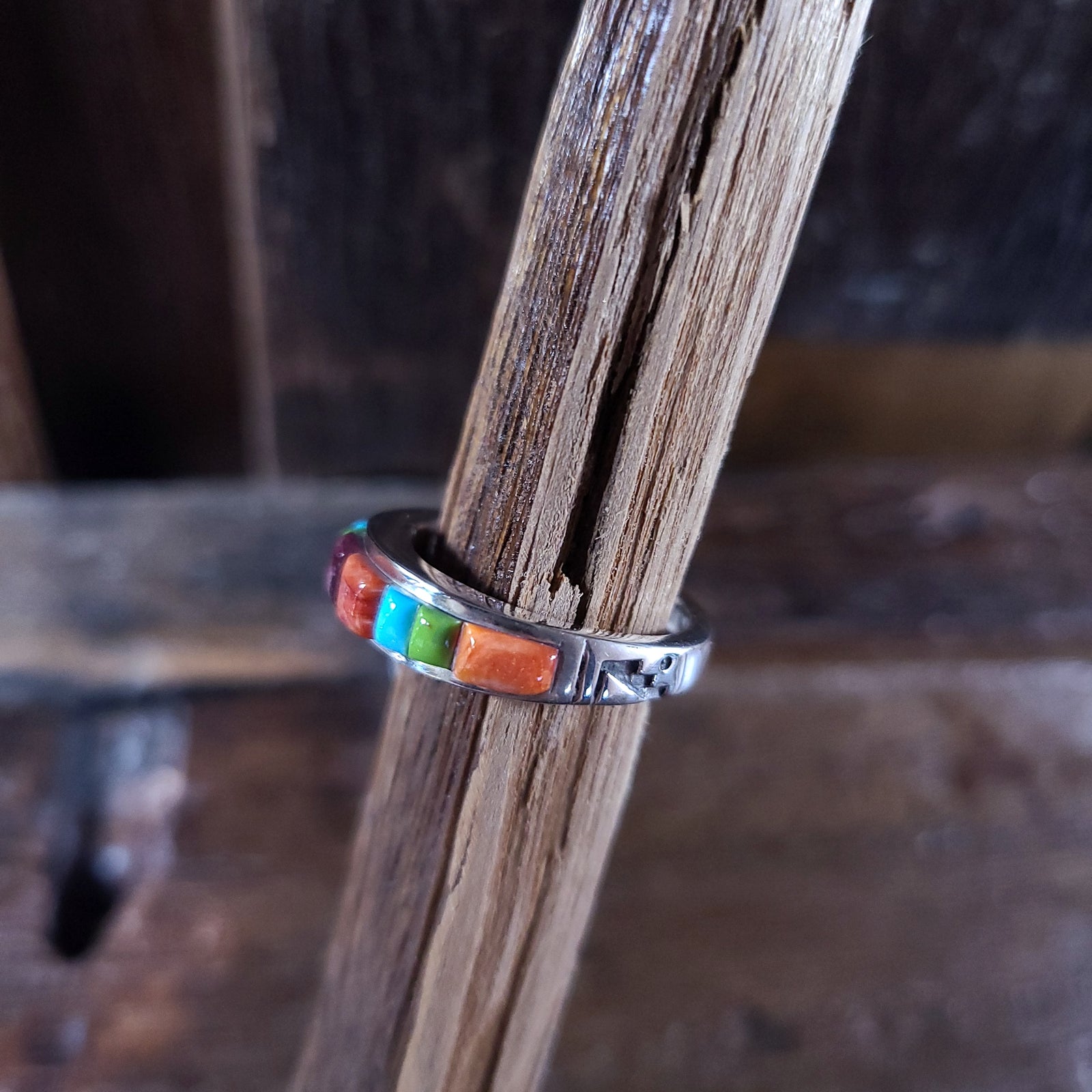 Multi Stone | Inlay | Sterling Silver - Native American Indian | Navajo - Ring