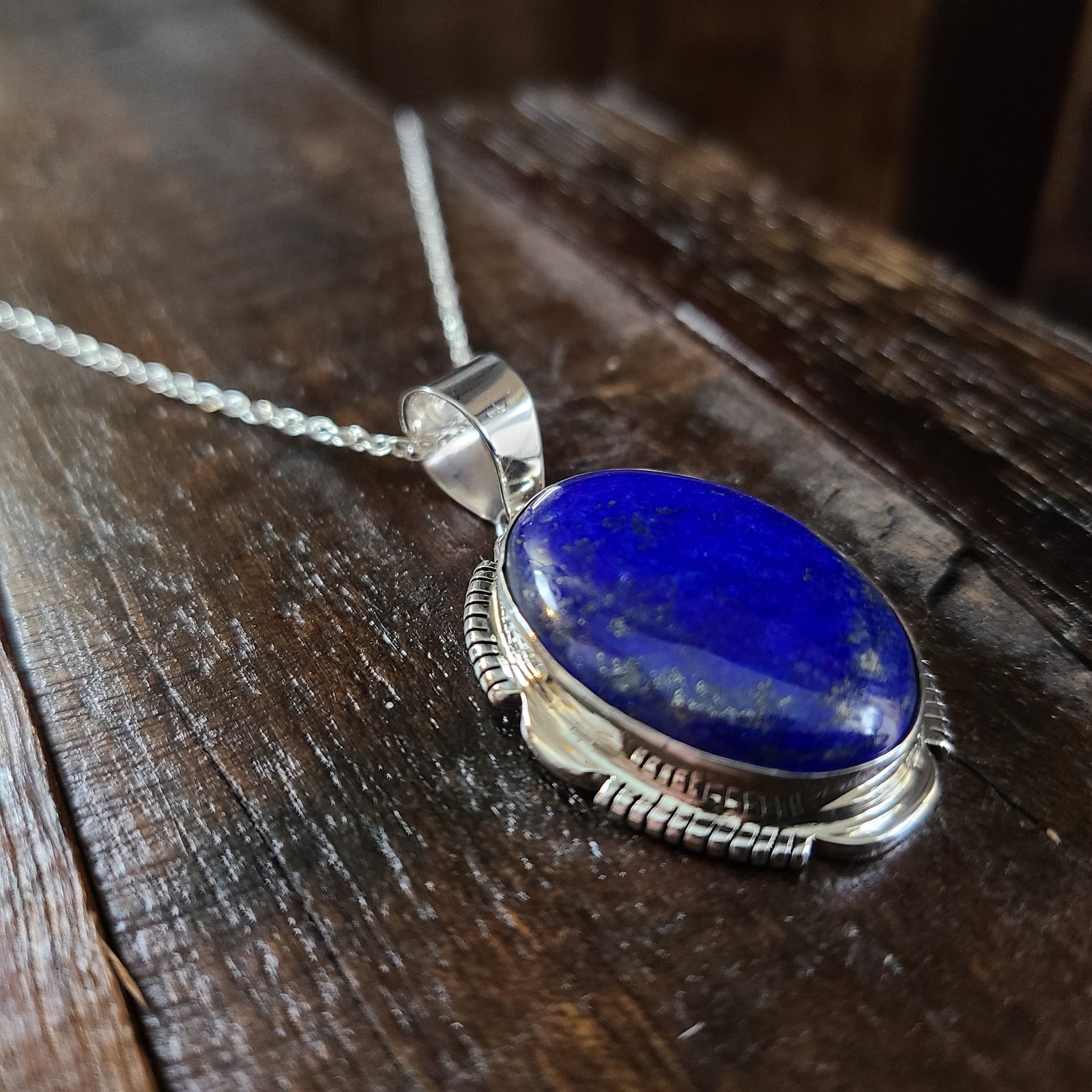 Lapis | Sterling Silver | Pendant - Native American Indian | Navajo - Larry Yazzie