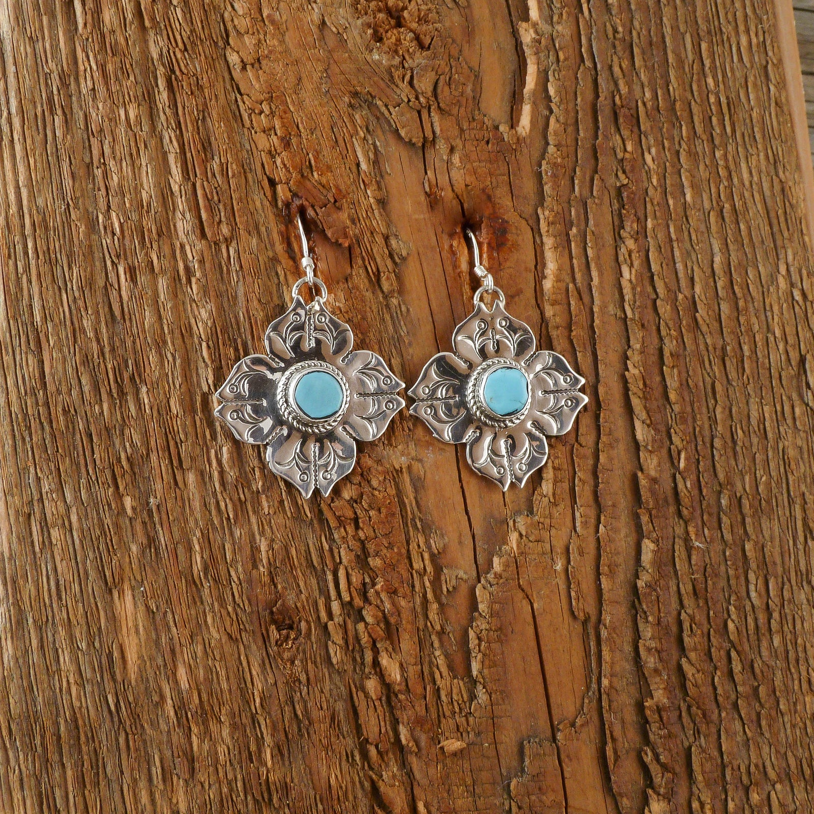 Joelias Draper Turquoise/Silver Stamp Earrings