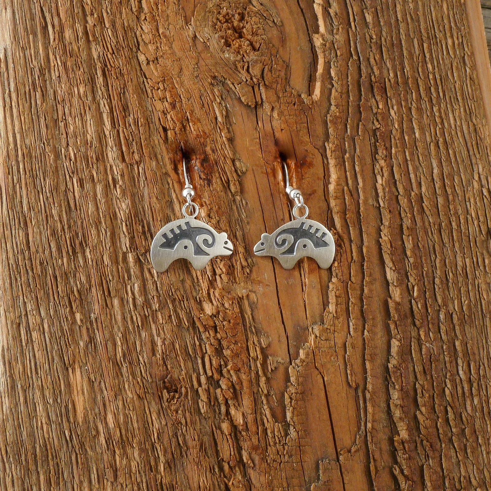 Silver Spirit Bear Earrings