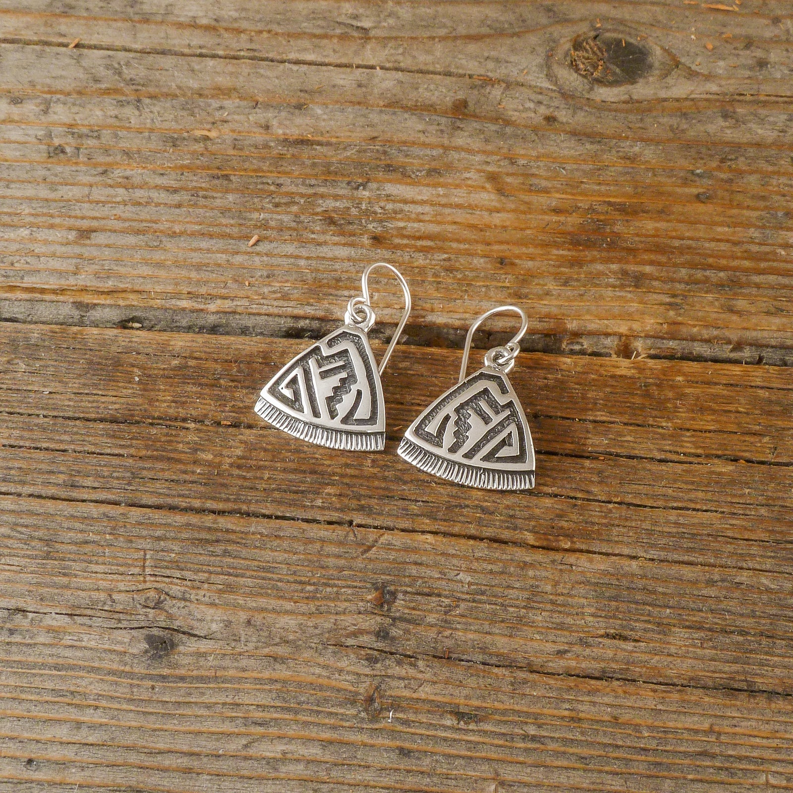 Rick Felipe Silver Etch Earrings