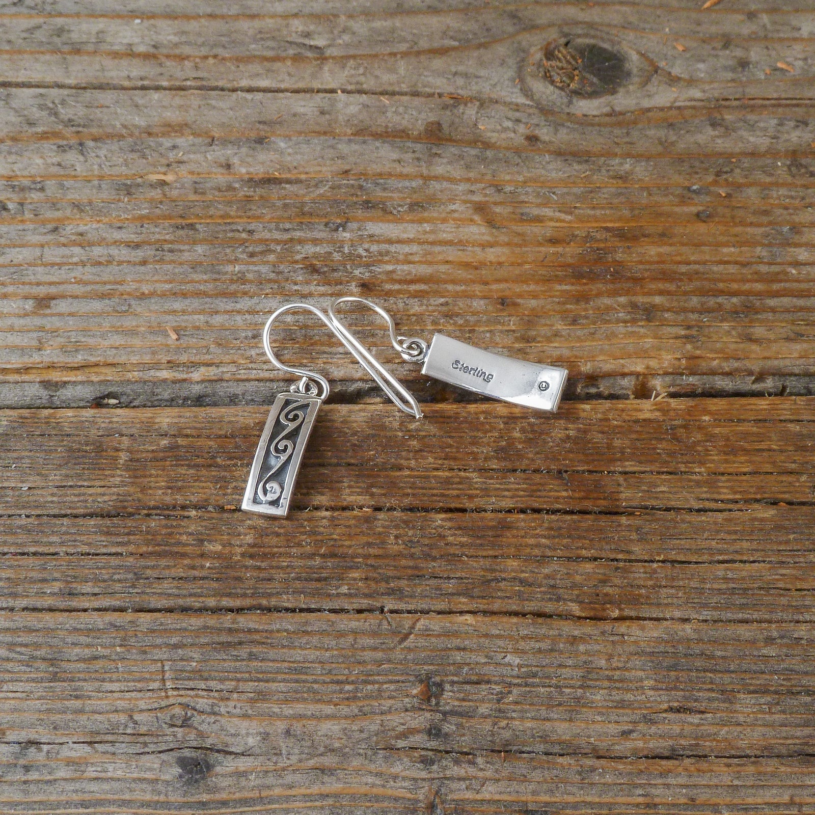 Sterling Silver Rectangle Earrings