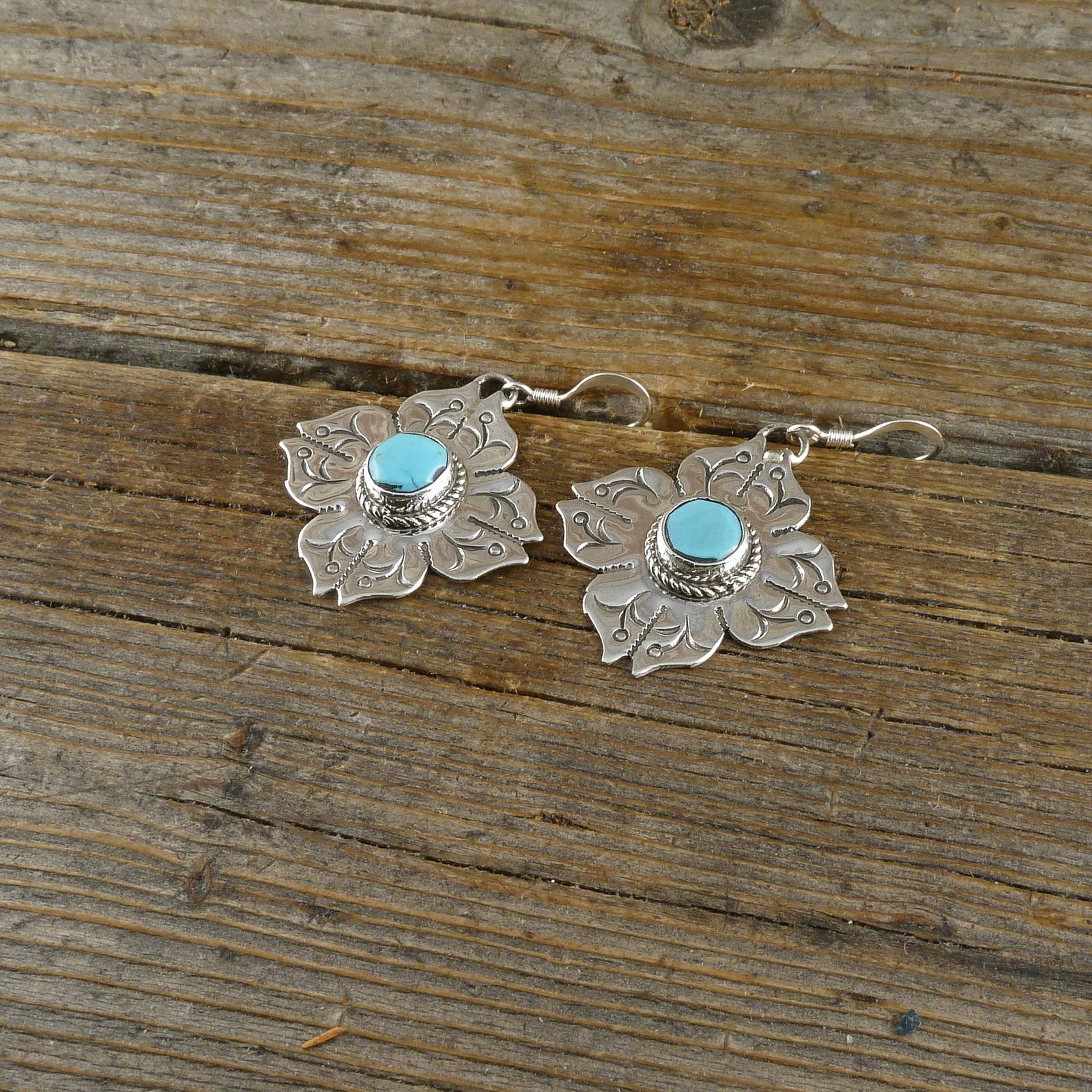 Joelias Draper Turquoise/Silver Stamp Earrings