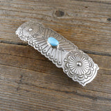 Arnold Blackgoat Turquoise Silver Stamp Hair Clip