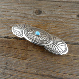 Roy Manulito Turquoise Silver Stamp Hair Clip