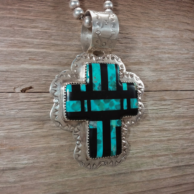 Daniel Coriz Inlay Cross Pendant